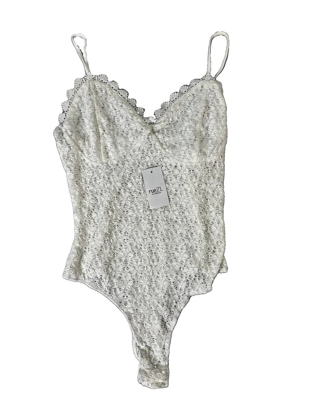 Women's Rue 21 White Lace Bodysuit - Medium